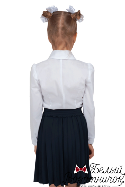 Блуза белая с гипюровыми вставками М 547, длинный рукав